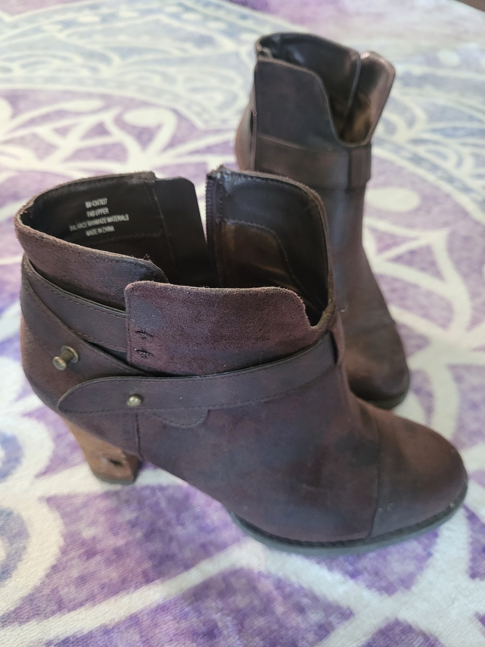 Crown Vintage Dark Brown Suede Ankle Booties